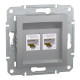 Розетка комп’ютерна подвійна 2×RJ45 UTP Cat 5e без рамки Schneider Electric Asfora, алюміній