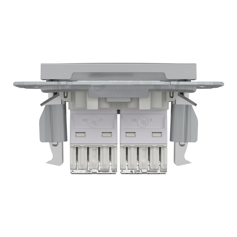 Розетка комп’ютерна подвійна 2×RJ45 UTP Cat 5e без рамки Schneider Electric Asfora, алюміній