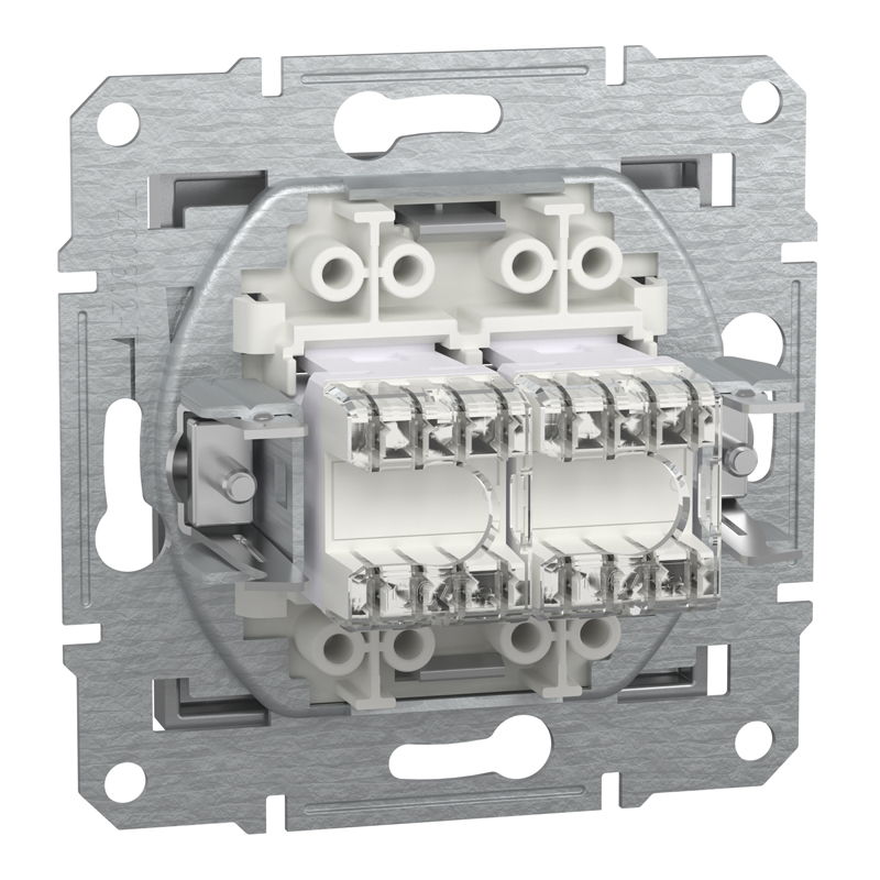 Розетка комп’ютерна подвійна 2×RJ45 UTP Cat 5e без рамки Schneider Electric Asfora, алюміній