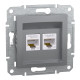 Розетка комп’ютерна подвійна 2×RJ45 UTP Cat 5e без рамки Schneider Electric Asfora, сталь