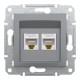 Розетка комп’ютерна подвійна 2×RJ45 UTP Cat 5e без рамки Schneider Electric Asfora, сталь