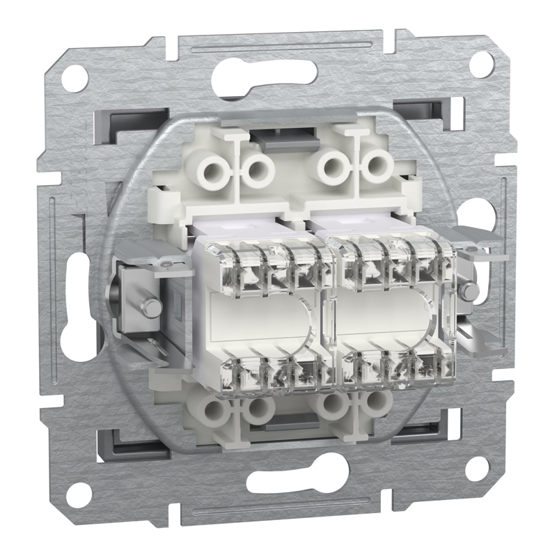 Розетка комп’ютерна подвійна 2×RJ45 UTP Cat 5e без рамки Schneider Electric Asfora, сталь