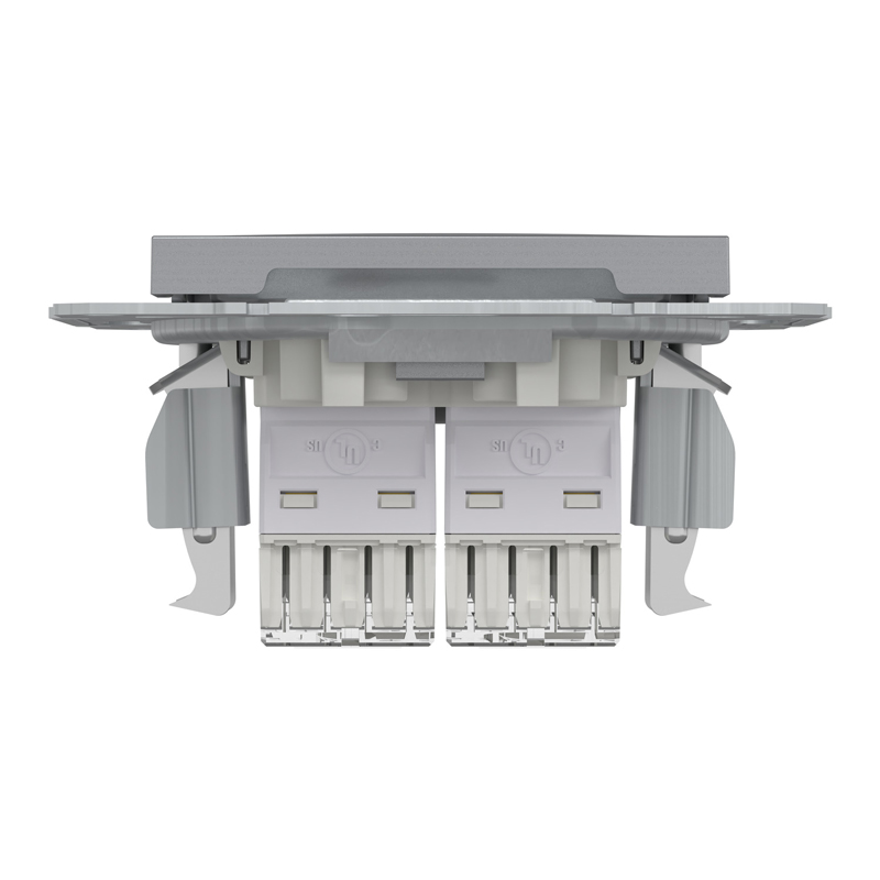 Розетка комп’ютерна подвійна 2×RJ45 UTP Cat 5e без рамки Schneider Electric Asfora, сталь