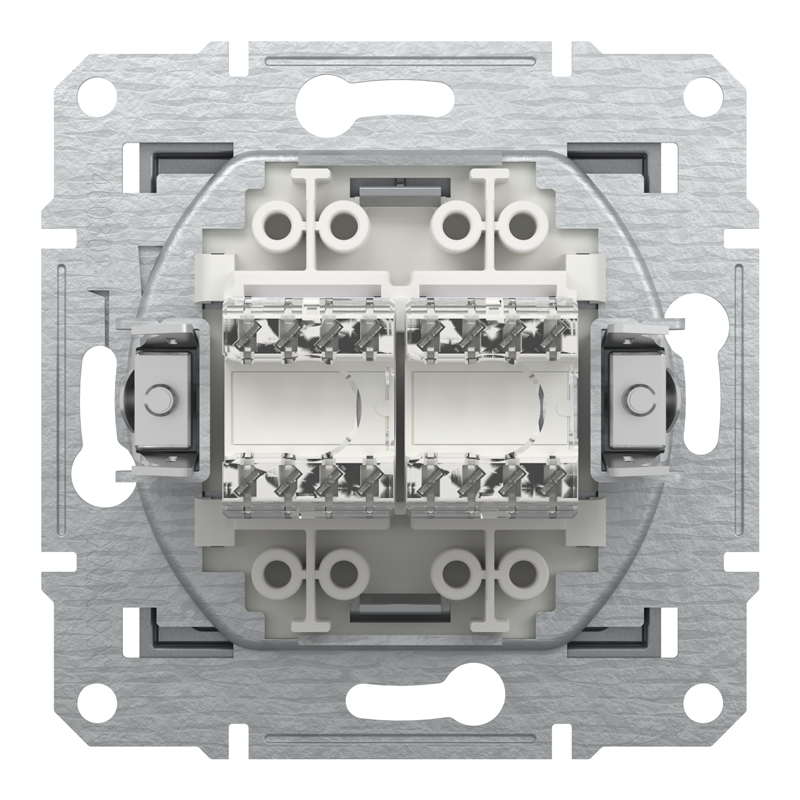 Розетка комп’ютерна подвійна 2×RJ45 UTP Cat 5e без рамки Schneider Electric Asfora, сталь
