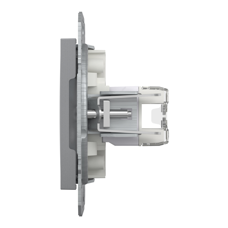 Розетка комп’ютерна подвійна 2×RJ45 UTP Cat 5e без рамки Schneider Electric Asfora, сталь