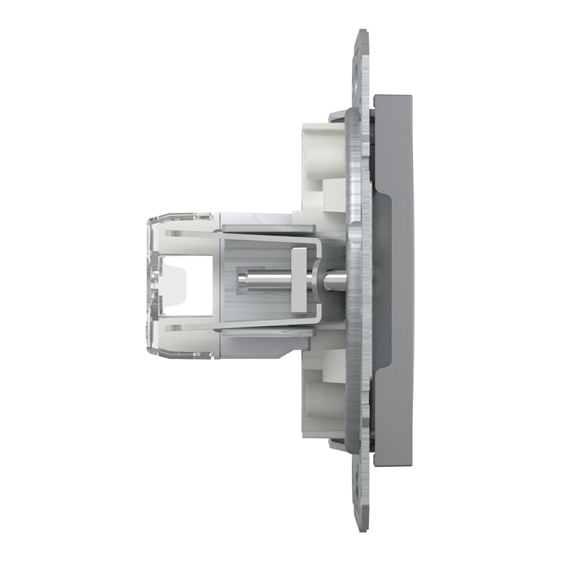 Розетка комп’ютерна подвійна 2×RJ45 UTP Cat 5e без рамки Schneider Electric Asfora, сталь
