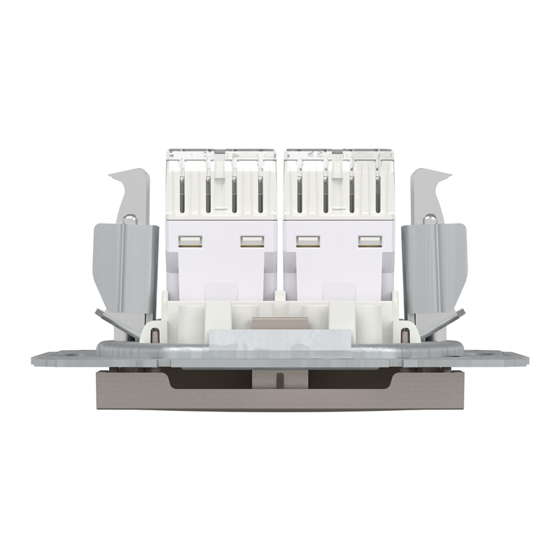 Розетка комп’ютерна подвійна 2×RJ45 UTP Cat 5e без рамки Schneider Electric Asfora, бронза