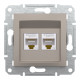 Розетка комп’ютерна подвійна 2×RJ45 UTP Cat 5e без рамки Schneider Electric Asfora, бронза