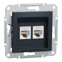 Розетка комп’ютерна подвійна 2×RJ45 UTP Cat 5e без рамки Schneider Electric Asfora, антрацит