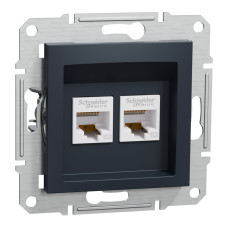 Розетка комп’ютерна подвійна 2×RJ45 UTP Cat 5e без рамки Schneider Electric Asfora, антрацит