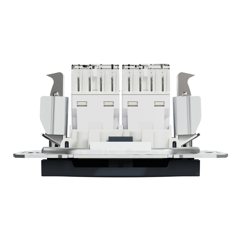 Розетка комп’ютерна подвійна 2×RJ45 UTP Cat 5e без рамки Schneider Electric Asfora, антрацит
