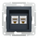 Розетка комп’ютерна подвійна 2×RJ45 UTP Cat 5e без рамки Schneider Electric Asfora, антрацит