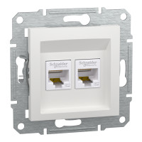 Розетка комп’ютерна подвійна 2×RJ45 UTP Cat 5e без рамки Schneider Electric Asfora, біла