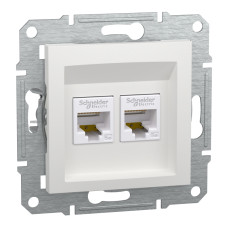 Розетка комп’ютерна подвійна 2×RJ45 UTP Cat 5e без рамки Schneider Electric Asfora, біла