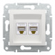 Розетка комп’ютерна подвійна 2×RJ45 UTP Cat 5e без рамки Schneider Electric Asfora, біла