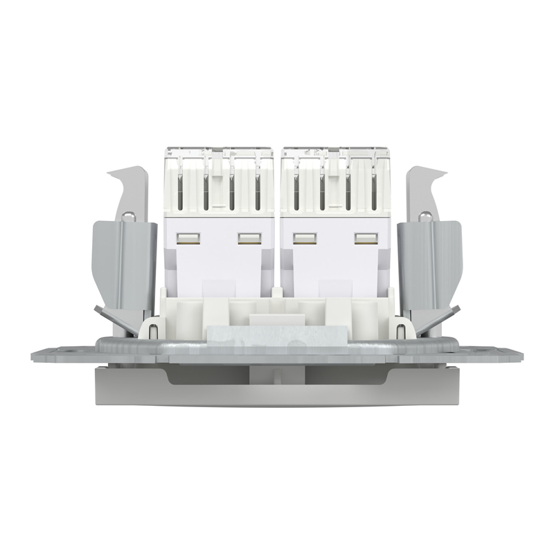 Розетка комп’ютерна подвійна 2×RJ45 UTP Cat 5e без рамки Schneider Electric Asfora, біла