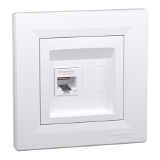 Розетка комп’ютерна RJ45 UTP Cat 6 з рамкою Schneider Electric Asfora, біла