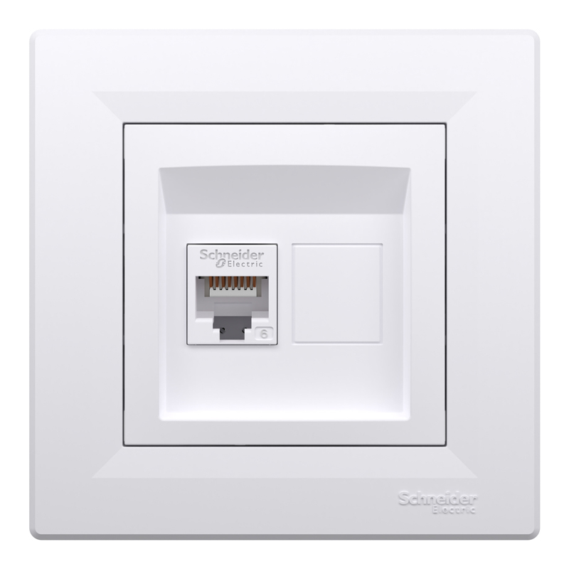 Розетка комп’ютерна RJ45 UTP Cat 6 з рамкою Schneider Electric Asfora, біла