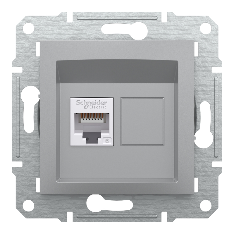 Розетка комп’ютерна RJ45 UTP Cat 6 без рамки Schneider Electric Asfora, алюміній