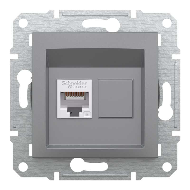 Розетка комп’ютерна RJ45 UTP Cat 6 без рамки Schneider Electric Asfora, сталь