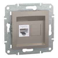 Розетка комп’ютерна RJ45 UTP Cat 6 без рамки Schneider Electric Asfora, бронза