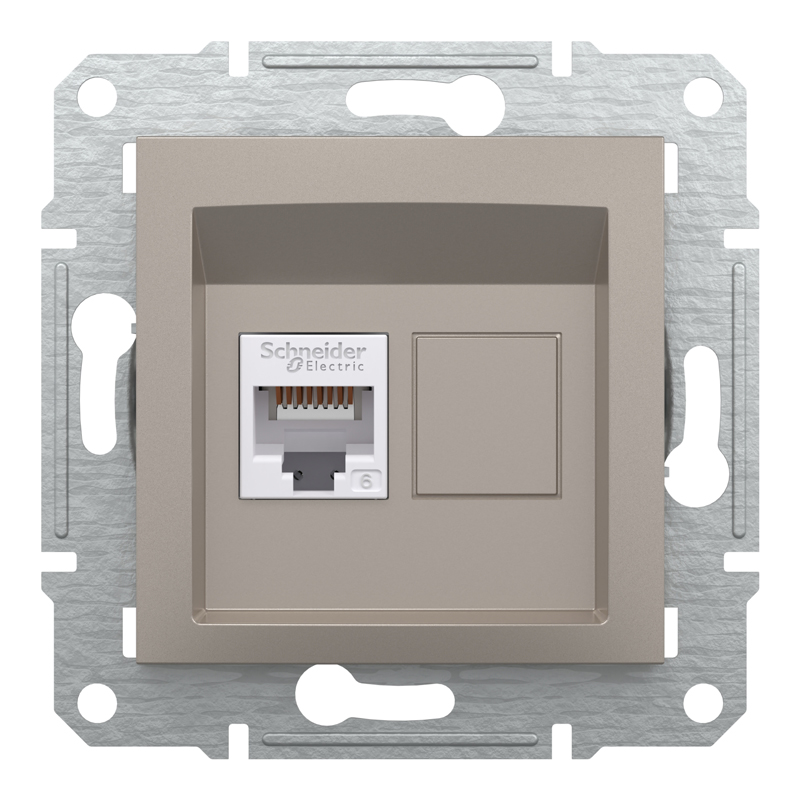 Розетка комп’ютерна RJ45 UTP Cat 6 без рамки Schneider Electric Asfora, бронза
