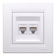 Розетка комп’ютерна подвійна 2×RJ45 UTP Cat 6 з рамкою Schneider Electric Asfora, біла