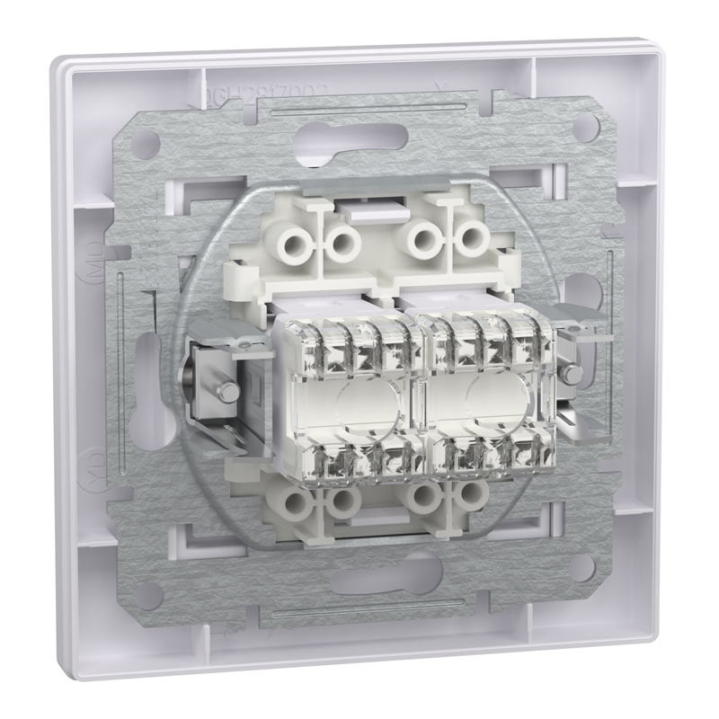 Розетка комп’ютерна подвійна 2×RJ45 UTP Cat 6 з рамкою Schneider Electric Asfora, біла