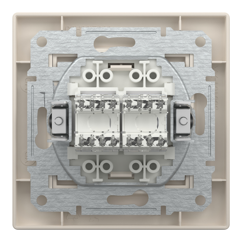 Розетка комп’ютерна подвійна 2×RJ45 UTP Cat 6 з рамкою Schneider Electric Asfora, кремова
