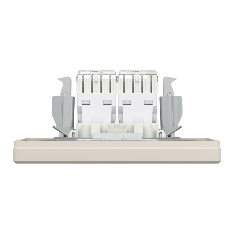 Розетка комп’ютерна подвійна 2×RJ45 UTP Cat 6 з рамкою Schneider Electric Asfora, кремова