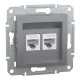 Розетка комп’ютерна подвійна 2×RJ45 UTP Cat 6 без рамки Schneider Electric Asfora, сталь