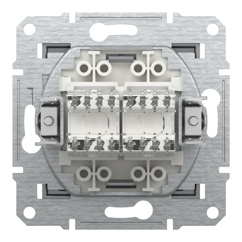 Розетка комп’ютерна подвійна 2×RJ45 UTP Cat 6 без рамки Schneider Electric Asfora, сталь