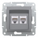 Розетка комп’ютерна подвійна 2×RJ45 UTP Cat 6 без рамки Schneider Electric Asfora, сталь
