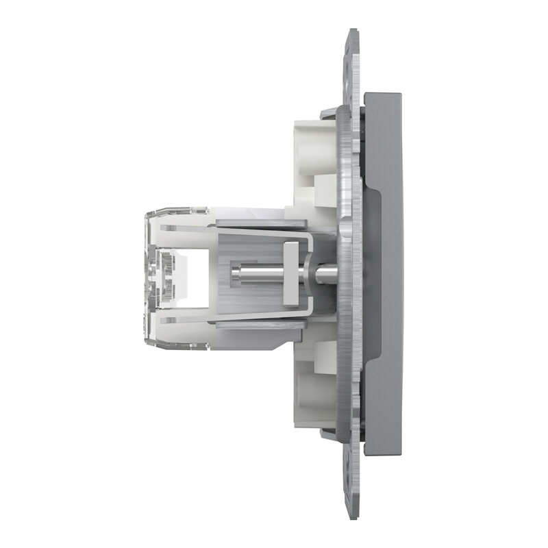 Розетка комп’ютерна подвійна 2×RJ45 UTP Cat 6 без рамки Schneider Electric Asfora, сталь