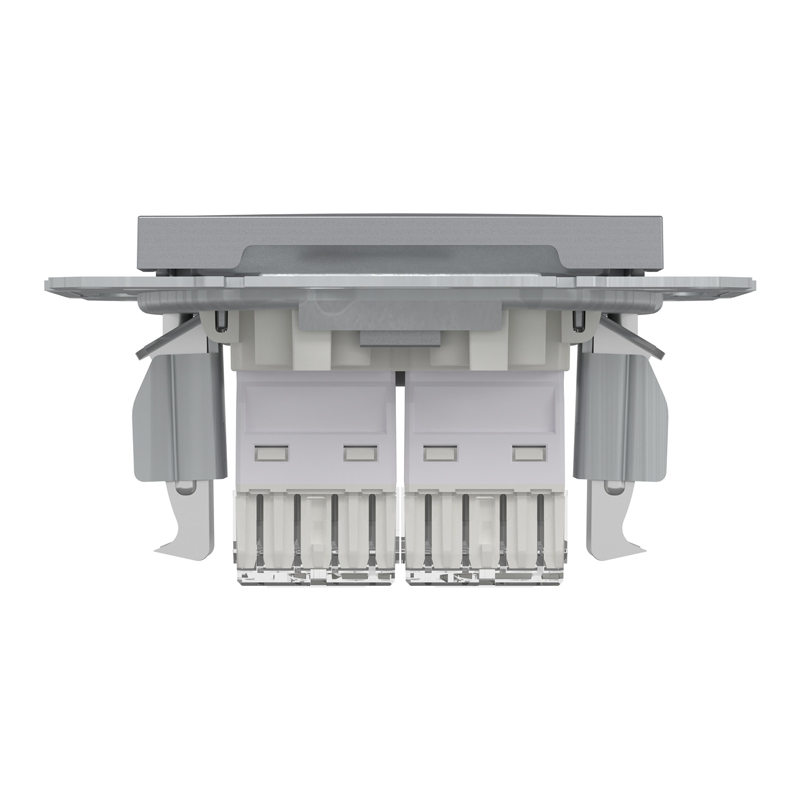 Розетка комп’ютерна подвійна 2×RJ45 UTP Cat 6 без рамки Schneider Electric Asfora, сталь
