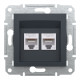 Розетка комп’ютерна подвійна 2×RJ45 UTP Cat 6 без рамки Schneider Electric Asfora, антрацит