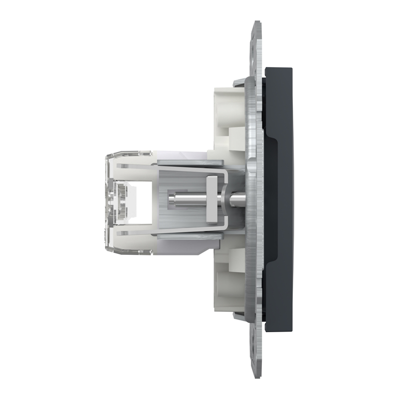 Розетка комп’ютерна подвійна 2×RJ45 UTP Cat 6 без рамки Schneider Electric Asfora, антрацит