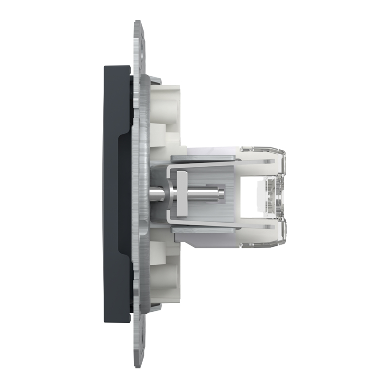 Розетка комп’ютерна подвійна 2×RJ45 UTP Cat 6 без рамки Schneider Electric Asfora, антрацит