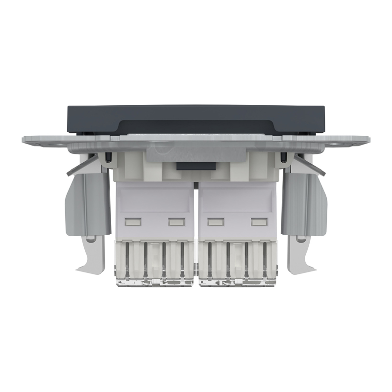 Розетка комп’ютерна подвійна 2×RJ45 UTP Cat 6 без рамки Schneider Electric Asfora, антрацит