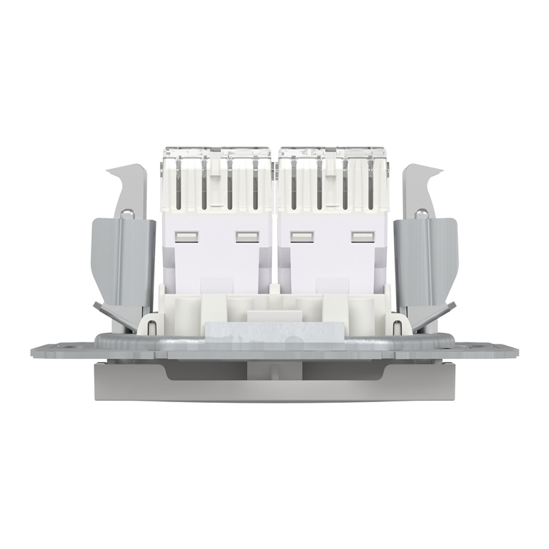 Розетка комп’ютерна подвійна 2×RJ45 UTP Cat 6 без рамки Schneider Electric Asfora, біла