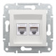 Розетка комп’ютерна подвійна 2×RJ45 UTP Cat 6 без рамки Schneider Electric Asfora, біла