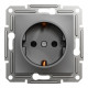 Розетка із заземленням без рамки Schneider Electric Asfora, антрацит