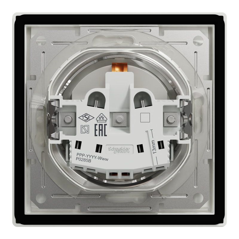 Розетка IP44 із заземленням, кришкою, захисними шторками та рамкою Schneider Electric Asfora, біла