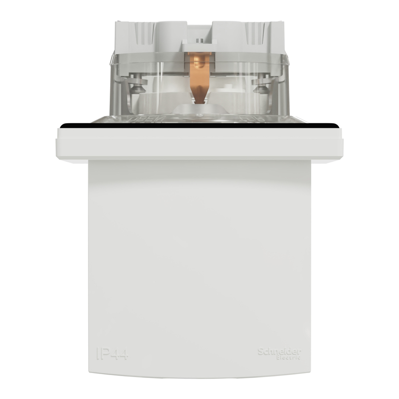Розетка IP44 із заземленням, кришкою, захисними шторками та рамкою Schneider Electric Asfora, біла