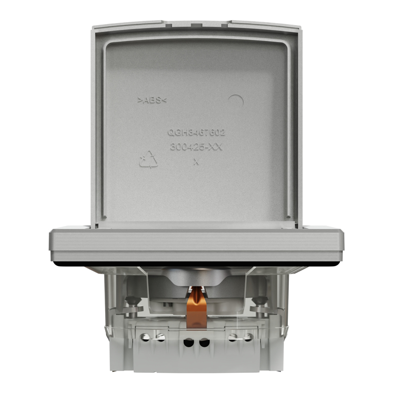 Розетка IP44 із заземленням, кришкою, захисними шторками та рамкою Schneider Electric Asfora, алюміній