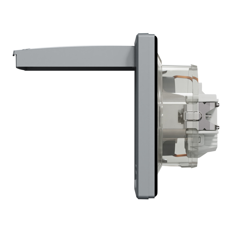Розетка IP44 із заземленням, кришкою, захисними шторками та рамкою Schneider Electric Asfora, сталь