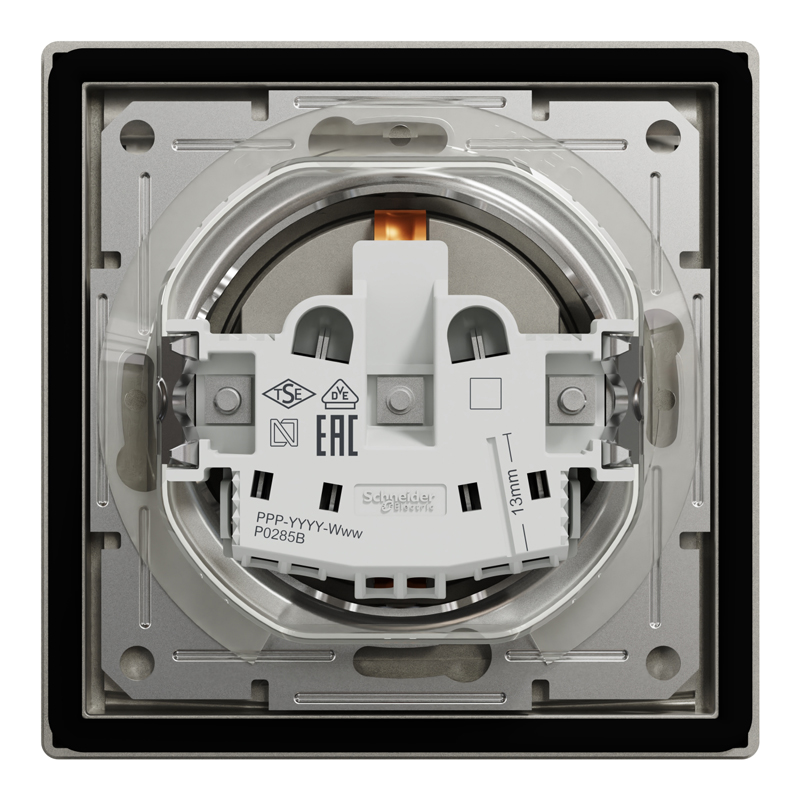 Розетка IP44 із заземленням, кришкою, захисними шторками та рамкою Schneider Electric Asfora, бронза