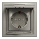 Розетка IP44 із заземленням, кришкою, захисними шторками та рамкою Schneider Electric Asfora, бронза