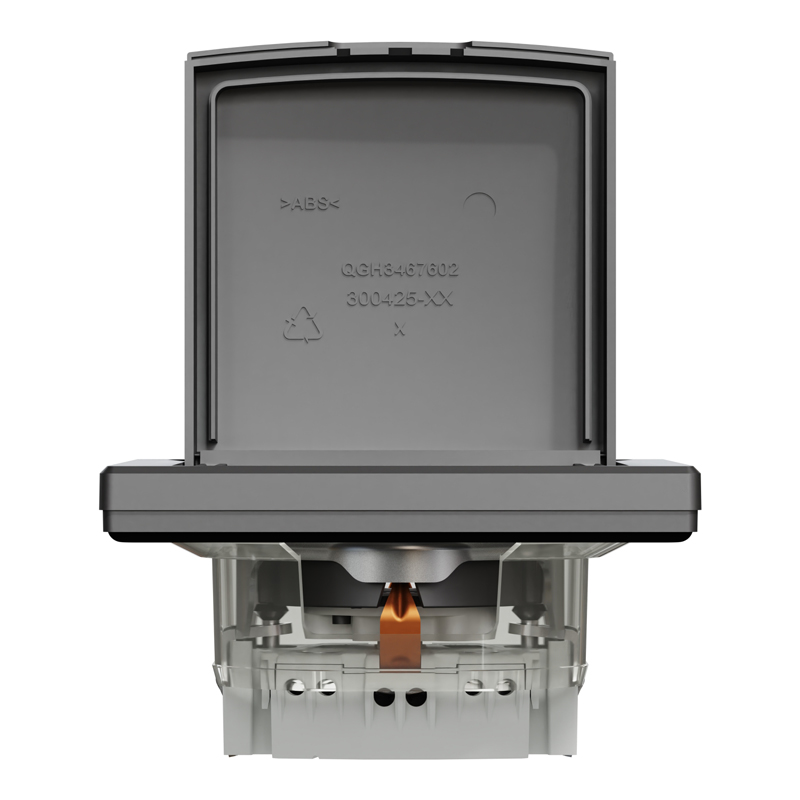 Розетка IP44 із заземленням, кришкою, захисними шторками та рамкою Schneider Electric Asfora, антрацит