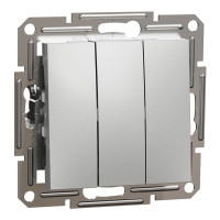 Вимикач триклавішний без рамки Schneider Electric Asfora, алюміній